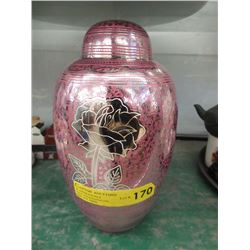 Etched & Enameled Steel Urn