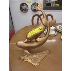 Gold Painted Metal Dolphin Statue