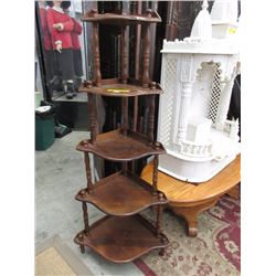 Wood Corner Whatnot Shelf