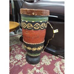 25" Tall African Drum with Hide Top