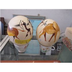 Two Hand Painted Ostrich Eggs