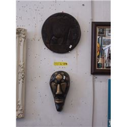 2 African Wood Wall Art