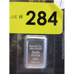 Platinum!  1/10 Ounce .999 Fine Bullion Bar