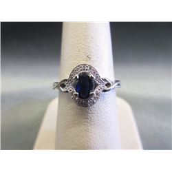 14KT White Gold Sapphire & Diamond Ring
