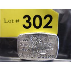 1 Oz. Beaver Bullion .999 Silver Art Bar
