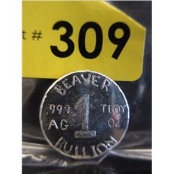 1 Oz. Beaver Bullion .999 Silver Compass Round