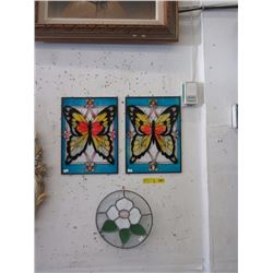3 Stained Glass Panels
