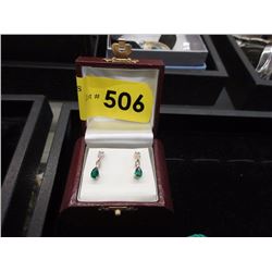 10 KT Gold, Diamond and Emerald Earrings