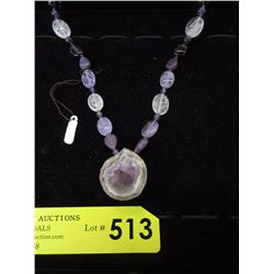 Amethyst Necklace with Geode Pendant