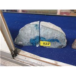 Pair of Blue Brazilian Agate and Crystal Bookends