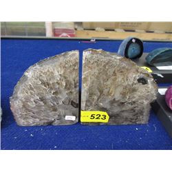 Brown and Grey Brazilian Agate & Crystal Bookends