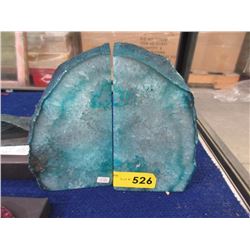 Pair of Blue Brazilian Agate and Crystal Bookends