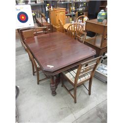 Vintage Wood Dining Table with 4 Chairs