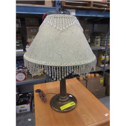 Vintage Brass Lamp with New Beaded Shade