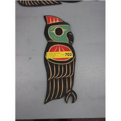 Signed Laurence Andrew Owl Wall Carving