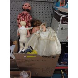 Large Box of Assorted Dolls - Some Vintage