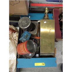 Brass Lamp & Collector Tins