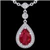 Image 2 : 2.75 CTW Ruby & Micro Pave VS/SI Diamond Necklace Designer 18K White Gold - REF-52T8X - 23138