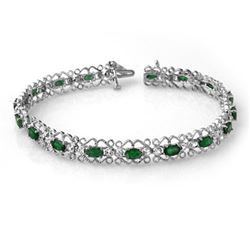 4.02 CTW Emerald & Diamond Bracelet 14K White Gold - REF-86F9M - 14506