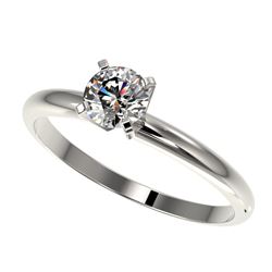 0.55 CTW Certified H-SI/I Quality Diamond Solitaire Engagement Ring 10K White Gold - REF-50H9W - 363