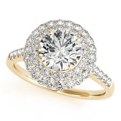 1.5 CTW Certified VS/SI Diamond Solitaire Halo Ring 18K Yellow Gold - REF-229M5F - 26454