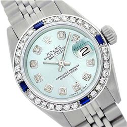 Rolex Men's Stainless Steel, QuickSet, Diam Dial & Diam/Sapphire Bezel - REF-441A8N