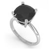 Image 2 : 6.0 CTW Cushion Black Diamond Engagement Designer Ring 14K White Gold - REF-142M2F - 38488