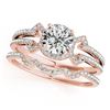 Image 1 : 1.01 CTW Certified VS/SI Diamond Solitaire 2Pc Wedding Set 14K Rose Gold - REF-140W2H - 31998