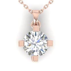 1 CTW Certified VS/SI Diamond Solitaire Necklace 14K Rose Gold - REF-270X3T - 30403