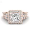 Image 2 : 3.5 CTW Princess VS/SI Diamond Solitaire Micro Pave Ring 18K Rose Gold - REF-581M8F - 37167