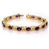 9.55 CTW Amethyst & Diamond Bracelet 10K Yellow Gold - REF-71W6H - 10194