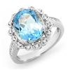 5.33 CTW Blue Topaz & Diamond Ring 10K White Gold - REF-53H6W - 13439