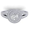 1.15 CTW Certified VS/SI Diamond Art Deco Halo Ring 14K White Gold - REF-147Y3N - 30363