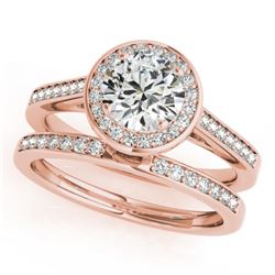 0.86 CTW Certified VS/SI Diamond 2Pc Wedding Set Solitaire Halo 14K Rose Gold - REF-135Y6N - 30805