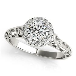 0.62 CTW Certified VS/SI Diamond Solitaire Antique Ring 18K White Gold - REF-110X4T - 27324