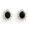 3.85 CTW Emerald & Diamond Earrings 14K Yellow Gold - REF-65R3K - 10508