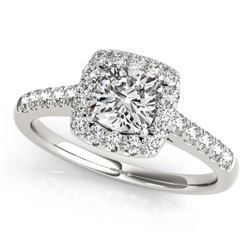 1.16 CTW Certified VS/SI Cushion Diamond Solitaire Halo Ring 18K White Gold - REF-216W4H - 27123