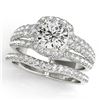 2.19 CTW Certified VS/SI Diamond 2Pc Wedding Set Solitaire Halo 14K White Gold - REF-429H3W - 31142
