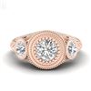 Image 2 : 1.06 CTW VS/SI Diamond Solitaire Art Deco 3 Stone Ring 18K Rose Gold - REF-180K2R - 36894