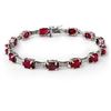 Image 1 : 14.54 CTW Ruby & Diamond Bracelet 10K White Gold - REF-81F8M - 13842