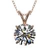 1.55 CTW Certified H-SI/I Quality Diamond Solitaire Necklace 10K Rose Gold - REF-324K2R - 36797