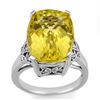 12.20 CTW Lemon Topaz & Diamond Ring 14K White Gold - REF-60W4H - 10509