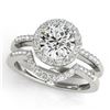 0.67 CTW Certified VS/SI Diamond 2Pc Wedding Set Solitaire Halo 14K White Gold - REF-81M6F - 30768