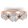 2 CTW Certified VS/SI Diamond Art Deco 3 Stone Ring Band 14K Rose Gold - REF-200K5R - 30283
