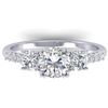 1.5 CTW Certified VS/SI Diamond Art Deco 3 Stone Ring 14K White Gold - REF-215H3W - 30459