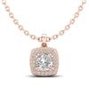 1.25 CTW Cushion VS/SI Diamond Solitaire Art Deco Necklace 18K Rose Gold - REF-315H2W - 37038