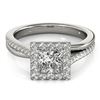 1.5 CTW Certified VS/SI Princess Diamond Solitaire Halo Ring 18K White Gold - REF-399Y3N - 27201
