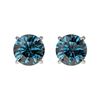 1 CTW Certified Intense Blue SI Diamond Solitaire Stud Earrings 10K White Gold - REF-88N8Y - 33055