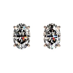 1 CTW Certified VS/SI Quality Oval Diamond Solitaire Stud Earrings 10K Rose Gold - REF-143N6Y - 3306