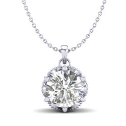 1.36 CTW VS/SI Diamond Solitaire Art Deco Necklace 18K White Gold - REF-361W8H - 37244